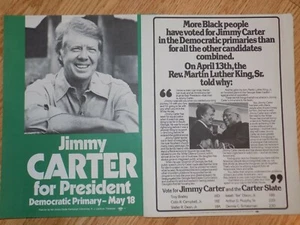 MAYO 1976 JIMMY CARTER PARA PRESIDENTE-VOLANTE PRIMARIO DEMOCRÁTICO CON MARTIN KING SR - Imagen 1 de 3