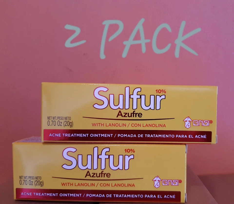4pk Sulfur Ointment 10 Azufre Pomada Acne Treatment .70 Oz Grisi Pharma