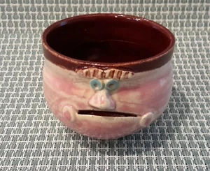Handmade Signed Ugly Face Ceramic Stoneware Small Mug Cup 3D Face Mouth EUC - Picture 1 of 10
