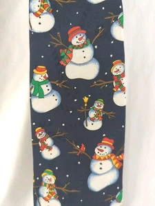 Vintage Navy Hallmark Yule Tie Greetings Mens Winter Snowman Holiday Novelty - Picture 1 of 13