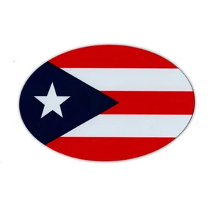 Imán en forma de ovalado - Bandera de Puerto Rico (Puerto Rico) - Pegatina magnética para parachoques - Imagen 1 de 1