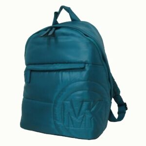 Michael Kors Rae Medium Quilted Nylon Dark Turquoise Backpack 35F1U5RB2C NWT FS