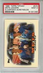 1988 Topps TIFFANY Mets Leaders #579 Gary Carter PSA 9 Mint NEW YORK METS HOF - Picture 1 of 2