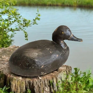Brown Duck Decoy, Vintage Wooden Handmade Well Worn Lodge Hunter Man Cave Den - Picture 1 of 10