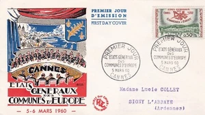FRANCIA 1960 FDC ASAMBLEA GENERAL DE LOS MUNICIPIOS EUROPA YT 1244 - Imagen 1 de 1