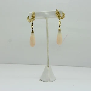 14k Gold Worm Sea Coral Earrings - Picture 1 of 7