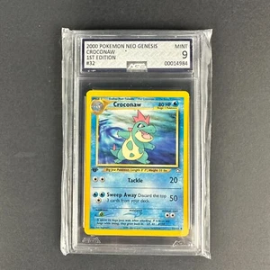 Vintage 2000 Pokemon Neo Genesis 1st Edition Croconaw 32/111 Graded AGS 9 MINT - Picture 1 of 2
