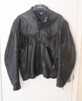 Chaqueta de moto vintage de cuero Vanguard con flecos Foto 1 de 4