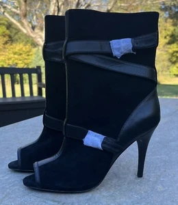 VIVIENNE WESTWOOD Black Suede Leather Open Toe Ankle Heel Boots Sz 38 Helga II - Picture 1 of 9