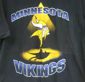 NOS (L) MINNESOTA VIKINGS logo 90's STARTER T Shirt tee black LG NFL Football - Picture 1 of 10