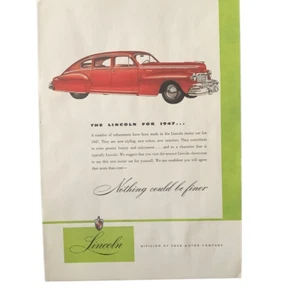 Vintage 1947 Lincoln Nothing Could Be Finer Ad Advertisement - Picture 1 of 4