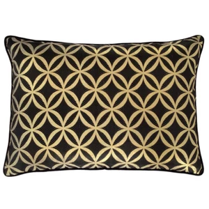 Satin Circle Lattice Black Gold 20"x28" Decorative Attractive Pillow Cover Sham - Picture 1 of 4