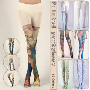 Womens Lolita Floral Print Pantyhose Harajuku Sotckings See through Tights New - Picture 1 of 56