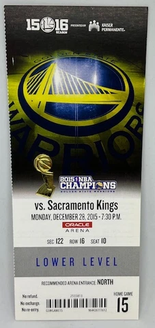 2015-16 Golden State Warriors MINT FULL SEASON TICKET Win #29 73 Win Season RARE Cover