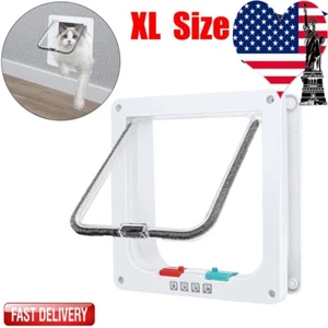 XL Size Door 4 Way Safe Lockable Locking Pet Cat  Door Brush Flap Screen - Picture 1 of 17