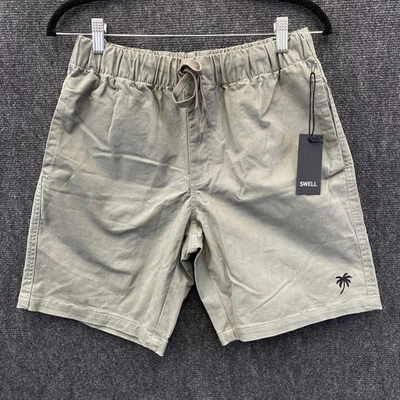 Swell Angeles Shorts Mens Size 30 Chino Shorts Khaki Green Twill Drawstring NWT - Image 1 of 4