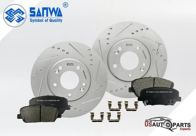 KIT DE PASTILLAS DE CERÁMICA Y GEOMETRÍA VENTILADA ROTOR FRENO DELANTERO D&S PARA HYUNDAI VELOSTER 13-16 Foto 1 de 4