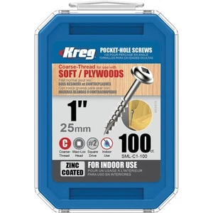 Kreg 1" 25mm Coarse Pocket Screws - 100 Pack - Picture 1 of 3