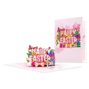 Recycled Paper Easters Card 3D Layer Artwork Inks Stripe Decoration Festival - Picture 1 of 8