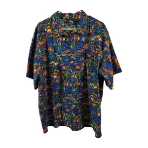 Camisa Hawaiana Vintage Baile Tucán Para Hombre Talla Grande Peces Tropicales Coloridos EE. UU. - Imagen 1 de 6
