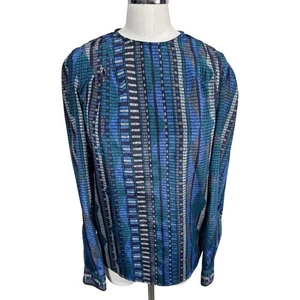 Vintage Ashley Hall abstrakter Druck Bluse Biesen Detail Art Deco Y2K Top Medium - Bild 1 von 10