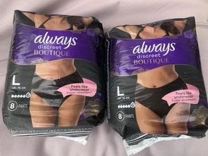 2x Pk Always Discreet Boutique Incont. Pants for Bladder Leaks Size: Med Black - Picture 1 of 1