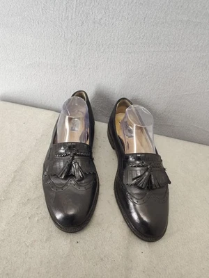 Stanley Blacker Men Loafer 9.5 Black Tassel Leather Moccasin Slip On Dress Shoes - Image 1 of 4