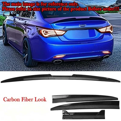 For Hyundai Sonata Sedan 00-23 Rear Trunk Spoiler Wing Lip Carbon Fiber Pattern Foto 1 de 4