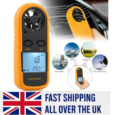 Digital Anemometer Air Flow Meter LCD Wind Speed Gauge Handheld Thermometer - Image 1 of 4