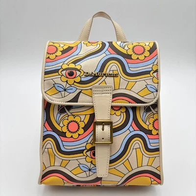 Dr Martens Mini Backpack Vegan Canvas Psychedelic Retro Ray Multicolor 70s Print - Image 1 of 4