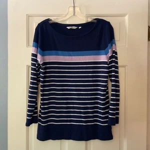 Vineyard Vines Soft Striped Tee Navy Blue Size L Made In Peru Nautical Preppy  - Picture 1 of 7
