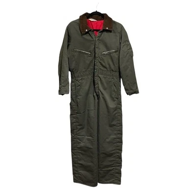 Key Imperial Mens Coveralls w/Hood Green Size 42 R* Insulated Front Zip Vintage - Image 1 of 4