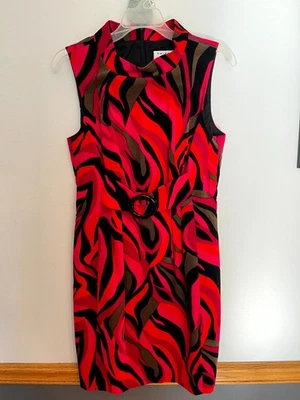 Trina Turk Los Angeles Belted Women's Dress Size 4 Red and Black Velvet - Image 1 of 4