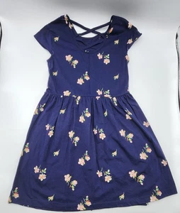 Gap Girl’s Cotton Blend Floral Short Sleeve Navy Dress Sz M - 8 Yrs Worn Once - Picture 1 of 5