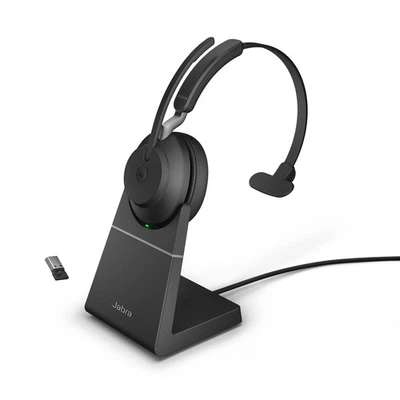 Jabra Evolve2 65 USB-A MS Mono with Charging Stand - Black, Refurbished - Image 1 of 4