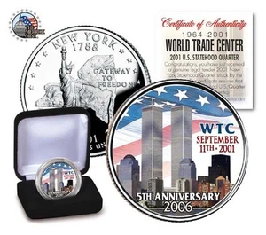 5th Anniversary World Trade Center 9/11 U.S.MINT New York State Quarter-GIFT BOX - Picture 1 of 2