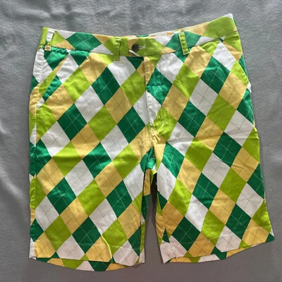 Pantalones Cortos de Golf Loudmouth Verde/Amarillo/Blanco A Cuadros Para Hombre Talla 38 Usados en Excelente Condición Foto 1 de 4