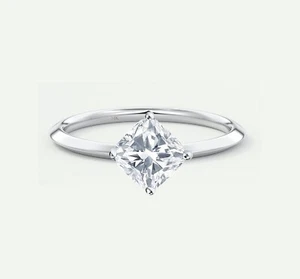 2/3 Ct Turned Cushion F/VS Lab Created Grown Diamond Ring Solid 14K White Gold - Picture 1 of 1