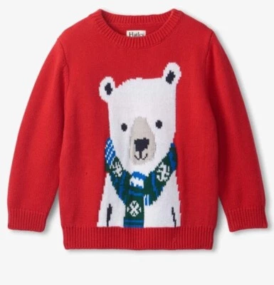 Suéter de malha Hatley Holiday Bear gola redonda vermelho bebê tamanho 9-12 meses - Imagem 1 de 4