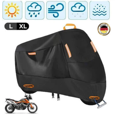 Motorradabdeckung Outdoor Motorrad Abdeckplane Wasserdicht 210D XL/L Schwarz - Bild 1 von 4
