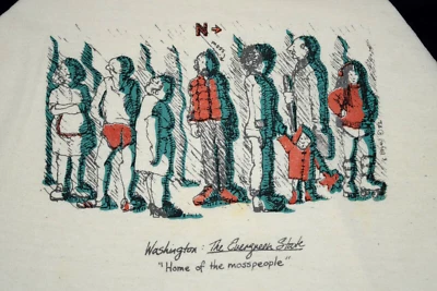 Camisa Raglán De Colección Talla S 1982 Washington Evergreen Hogar De Mosspeople Manchas Foto 1 de 4