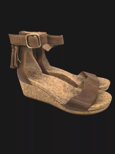 Sandalo UGG Australia Zoe nappa punta aperta zeppa 1019973 castagno donna taglia 7 5