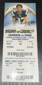 10/29/06 Rams Chargers Qualcomm Season NFL Ticket Stub Rivers TD #11 LT x 3 TDs - Picture 1 of 2