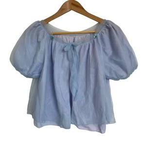 Vintage 60s Bestknit Lingerie Baby Blue Nylon Bed Jacket Size W Retro Aust Made - Bild 1 von 9