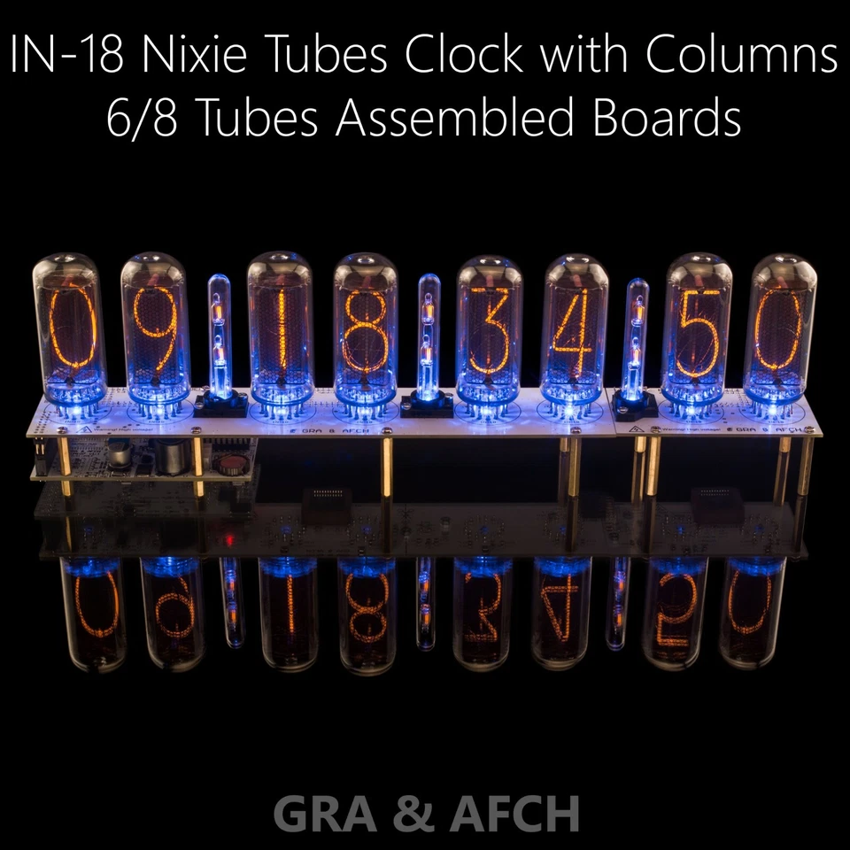 IN-18 Nixie Tube Clock [4, 6, 8 Tubes Boards] [WITHOUT TUBES] 12/24H SlotMachine - Image 1 of 4