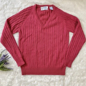 Suéter tejido con cable vintage Northern Isles talla 36 tejido acrílico rojo suave - Imagen 1 de 5