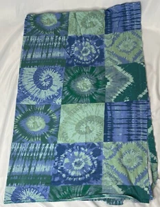 Hanes Tie Dye Flat Sheet Full-Size 100% Cotton Jersey Vintage Y2K Green Blue - Picture 1 of 14