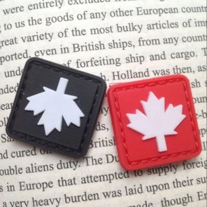 2 Pcs MINI  3D PVC CANDA FLAG CANADIAN MAPLE LEAF FLAG RUBBER HOOK LOOP PATCH - Picture 1 of 6