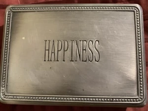 Metal Happiness Trinket Box * With Believe And Love Silver Stones* - Picture 1 of 4
