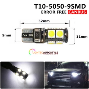 T10 CAR BULBS LED ERROR FREE CANBUS 9 SMD XENON WHITE W5W 501 SIDELIGHT INTERIOR - Picture 1 of 1